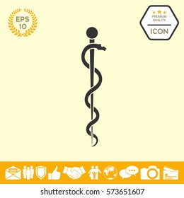 Rod of Asclepius Snake Coiled Up Silhouette