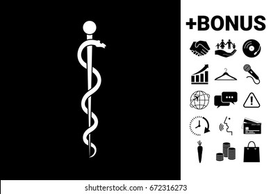 Rod of Asclepius Snake Coiled Up Silhouette