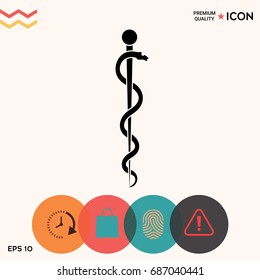 Rod of Asclepius Snake Coiled Up Silhouette