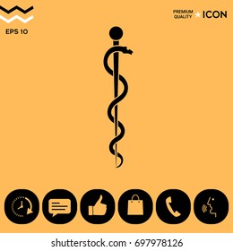 Rod of Asclepius Snake Coiled Up Silhouette