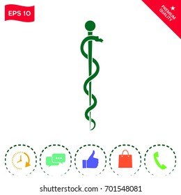 Rod of Asclepius Snake Coiled Up Silhouette