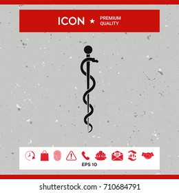 Rod of Asclepius Snake Coiled Up Silhouette