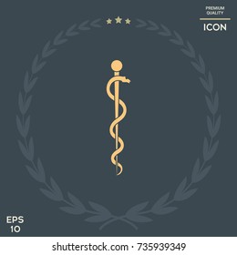 Rod of Asclepius Snake Coiled Up Silhouette