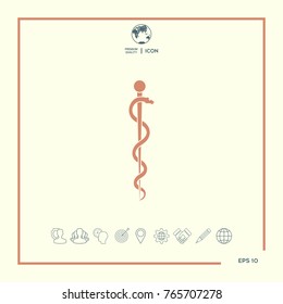 Rod of Asclepius Snake Coiled Up Silhouette