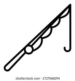 Rod fish haken Symbol. Umrissstab-Fisch-Haken-Symbol für Web-Design isoliert auf weißem Hintergrund