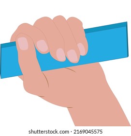 Rod in hand holding. vector illustration. on white background. hand sequence