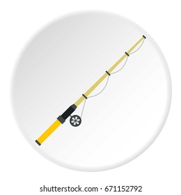 Rod and reel icon in flat circle isolated vector illustration for web