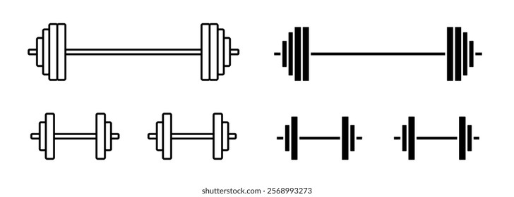 Rod set icons. Linear and silhouette style. Vector icons.