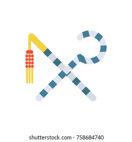 Rod and Whip, Egyptian ancient symbols of power of pharaohs and gods vector Illustration