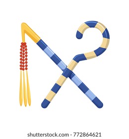 Rod and Whip, Egyptian ancient symbols of power vector Illustration