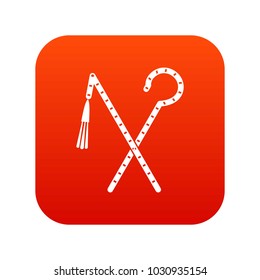 Rod and whip of Pharaoh icon digital red for any design isolated on white vector illustration