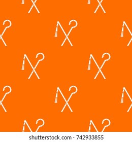 Rod and whip of Pharaoh pattern repeat seamless in orange color for any design. Vector geometric illustration