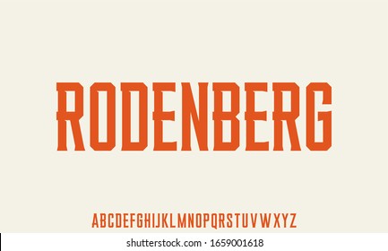 rodenberg, vintage retro alphabet or typeface. outdoor or sporty vector font typeset