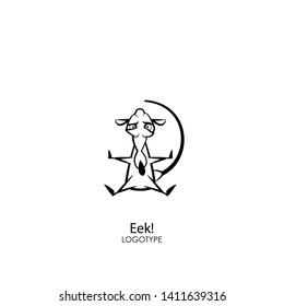 Rodent cartoon character. Funny scared surprised rat posing. Vector. The mouse sits with raised paws to the sides. Eek!