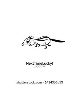 Rodent cartoon character. The ridiculous tired chipmunk is slowly walking. Vector. Conceptual. Next time lucky!