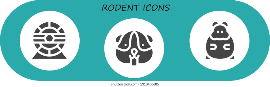 rodent icon set. 3 filled rodent icons.  Simple modern icons about  - Hamster wheel, Hamster