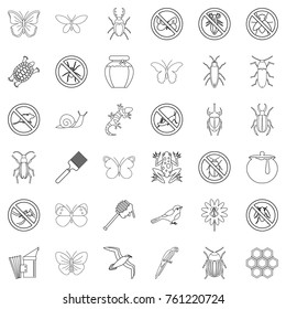 Rodent icons set. Outline style of 36 rodent vector icons for web isolated on white background