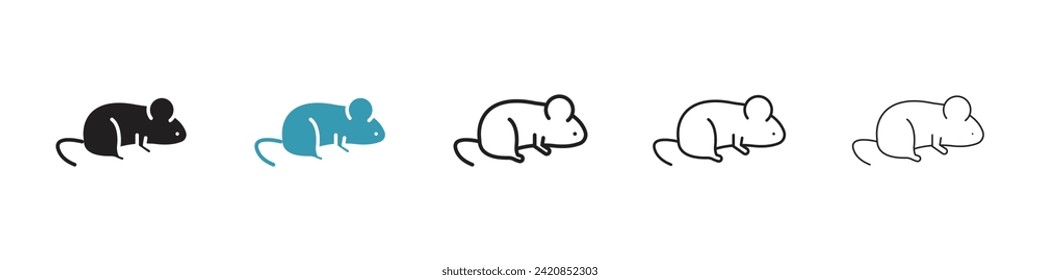 Rodent Illustration Vector Icon Set. Adorable Mouse Vector Symbol for UI Design.