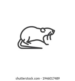 Rodent Mouse Line Icon. Linear Style Sign For Mobile Concept And Web Design. Rat Pet Outline Vector Icon. Symbol, Logo Illustration. Vector Graphics