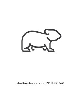 Rodent side view line icon. linear style sign for mobile concept and web design. Gnawing mammal outline vector icon. Animal symbol, logo illustration. Pixel perfect vector graphics