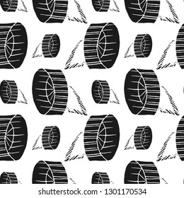 rodent wheel vector seamless pattern