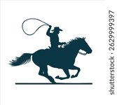 Rodeo Action Vector Art Illustration of a Bucking Horse and Cowboy in a Western Sport Scene.