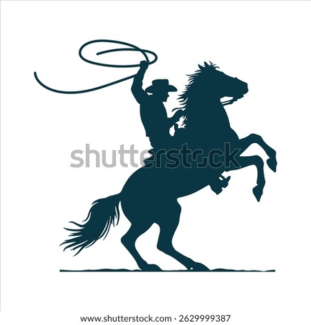 Rodeo Action Vector Art Illustration of a Bucking Horse and Cowboy in a Western Sport Scene.