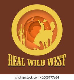 Rodeo Banner, Paper Cut Style, Vector