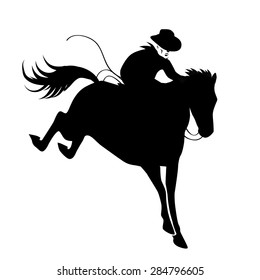Rodeo bucking bronco icon silhouette EPS 10 vector