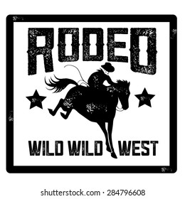 Rodeo Bucking Bronco Icon Stamp Silhouette EPS 10 Vector