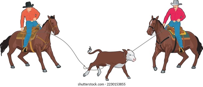 Rodeo Calf Roping Vector Illustration