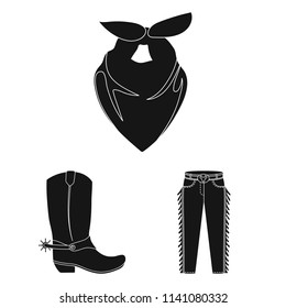 Rodeo, competition black icons in set collection for design. Cowboy and equipment vector symbol stock web illustration.