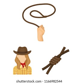 Rodeo, competition cartoon icons in set collection for design. Cowboy and equipment vector symbol stock web illustration.