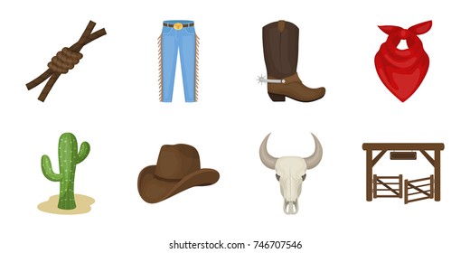 Rodeo, competition icons in set collection for design. Cowboy and equipment vector symbol stock web illustration.