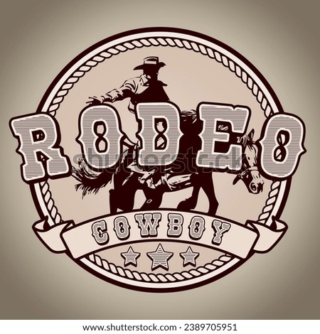 rodeo cowboy badge label logo vintage grunge effect texture style template design for poster banner background
