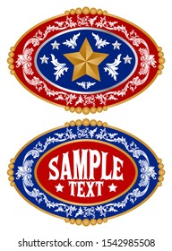 Rodeo Cowboy belt buckle vector design, Sheriff Star Badge.