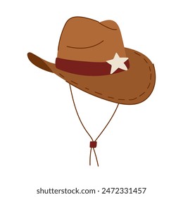 Rodeo Cowboy Hut Cartoon. Texas Vintage, Leder Silhouette, Country Black Rodeo Cowboy Hut Zeichen. Isolierte Symbol Vektorillustration