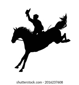 Rodeo Cowboy Rider Riding Kicking Untamed Stock Vector (Royalty Free ...