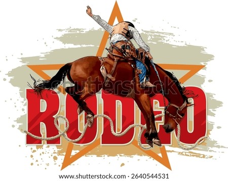 Rodeo Cowboy Riding Bronco Vector Illustration