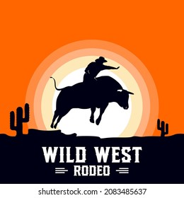 Rodeo cowboy riding bull on a wooden sign