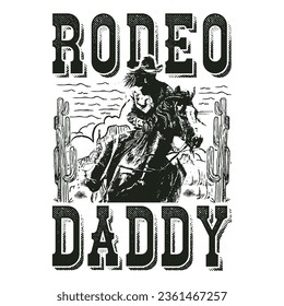 Rodeo daddy cowboy vintage t-shirt design