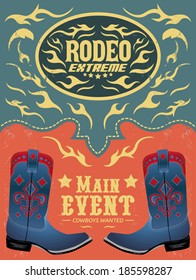 Rodeo Extreme - Cowboy event poster vector - invitation template 
