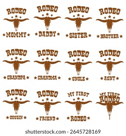Designs de ocasião para amigos e família de rodeio