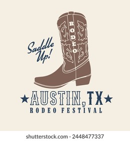 Rodeo Festival Cowboy Boot Vector Graphic