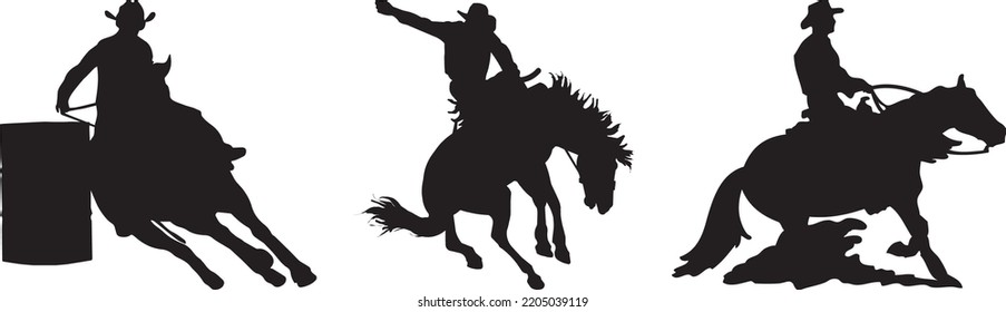 Clipart de Rodeo-Horsemen - Ilustración vectorial