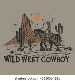 rodeo illustration horse graphic cowboy design badge vintage western t shirt,desert vibes arizona