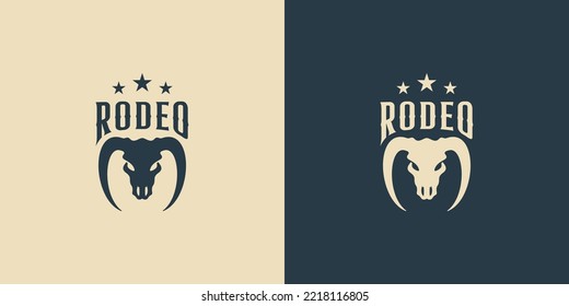 rodeo logo design. buffalo skull logo template