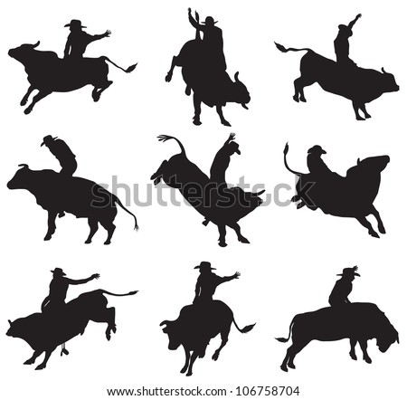 rodeo on bulls silhouette