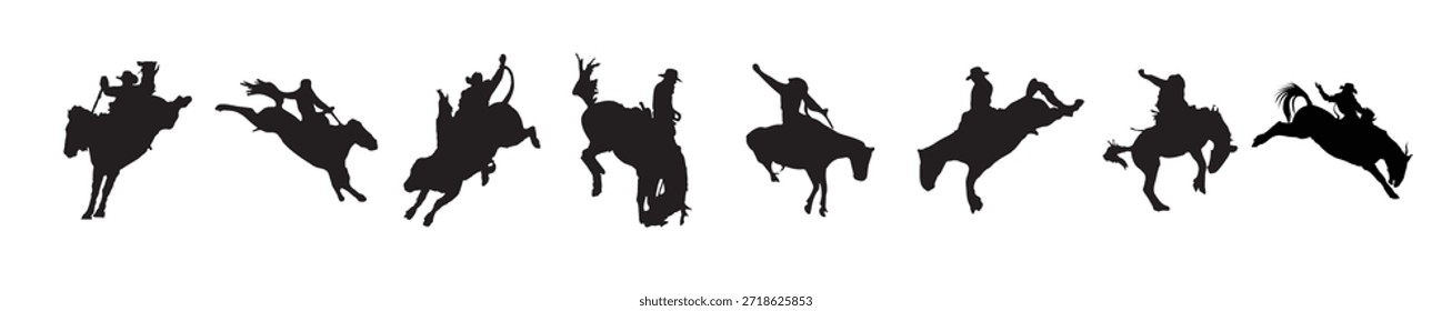 silhueta de vetor de ilustração de pose de rodeio
