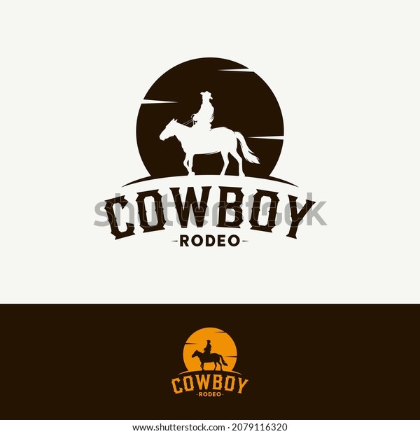 Rodeo Retro Logo Cowboy Horse Rider Stock Vector (Royalty Free ...